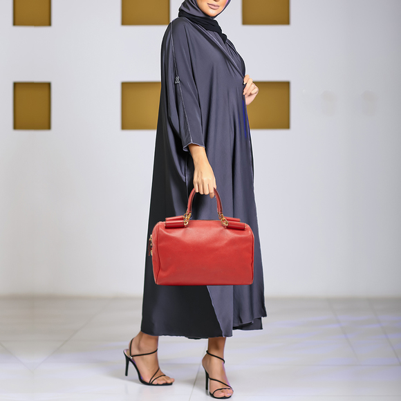 DOLCE & GABBANA Red Leather Miss Sicily Bowler Bag - Picture 2 of 8